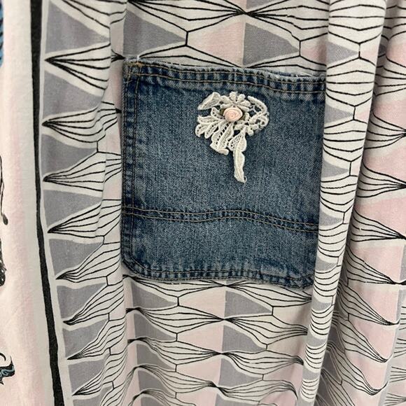 Dragonfly Dreams Women's Denim Jumper Dress L Sleeveless Embroidered Details - Picture 8 of 9